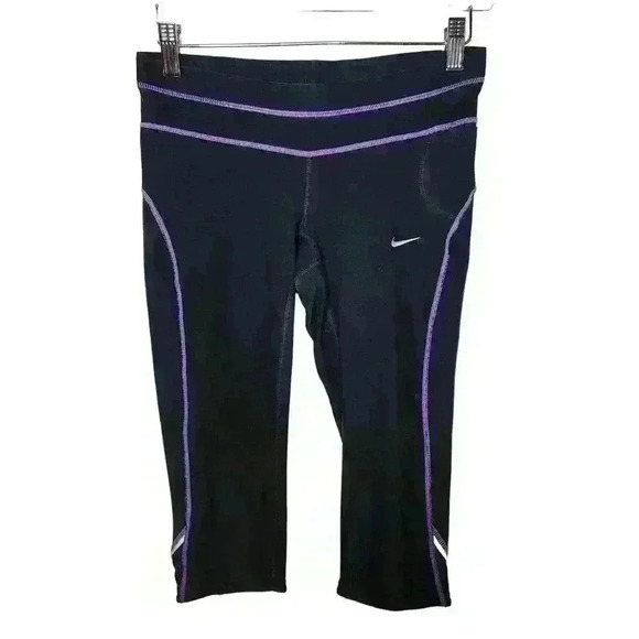 Nike women's black and purple capri leggings size XS - Picture 1 of 6